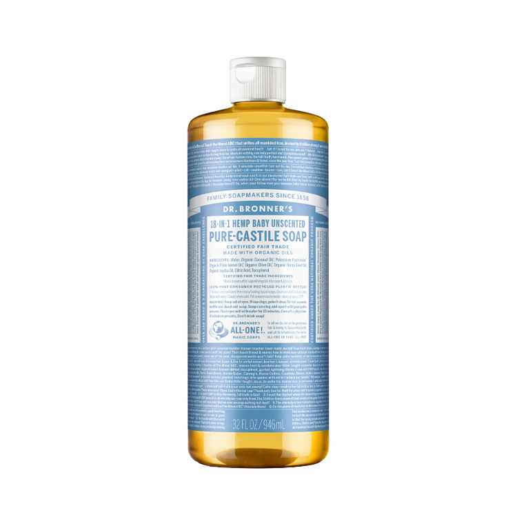 Dr Bronners Baby Mild Unscented Castile Liquid Soap 946ml